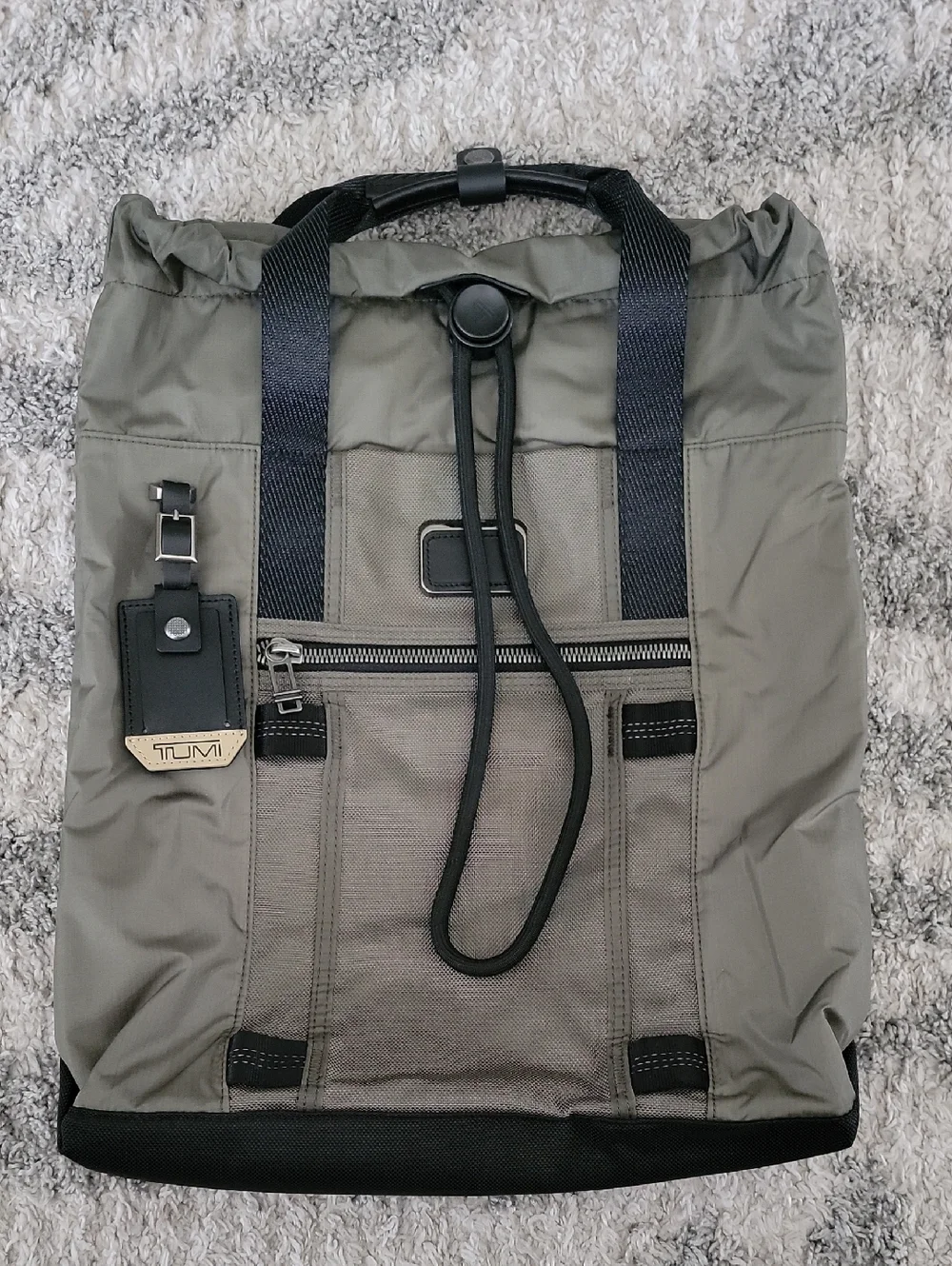 Tumi Olive Green and Black Nylon Alpha Bravo Transport Backpack